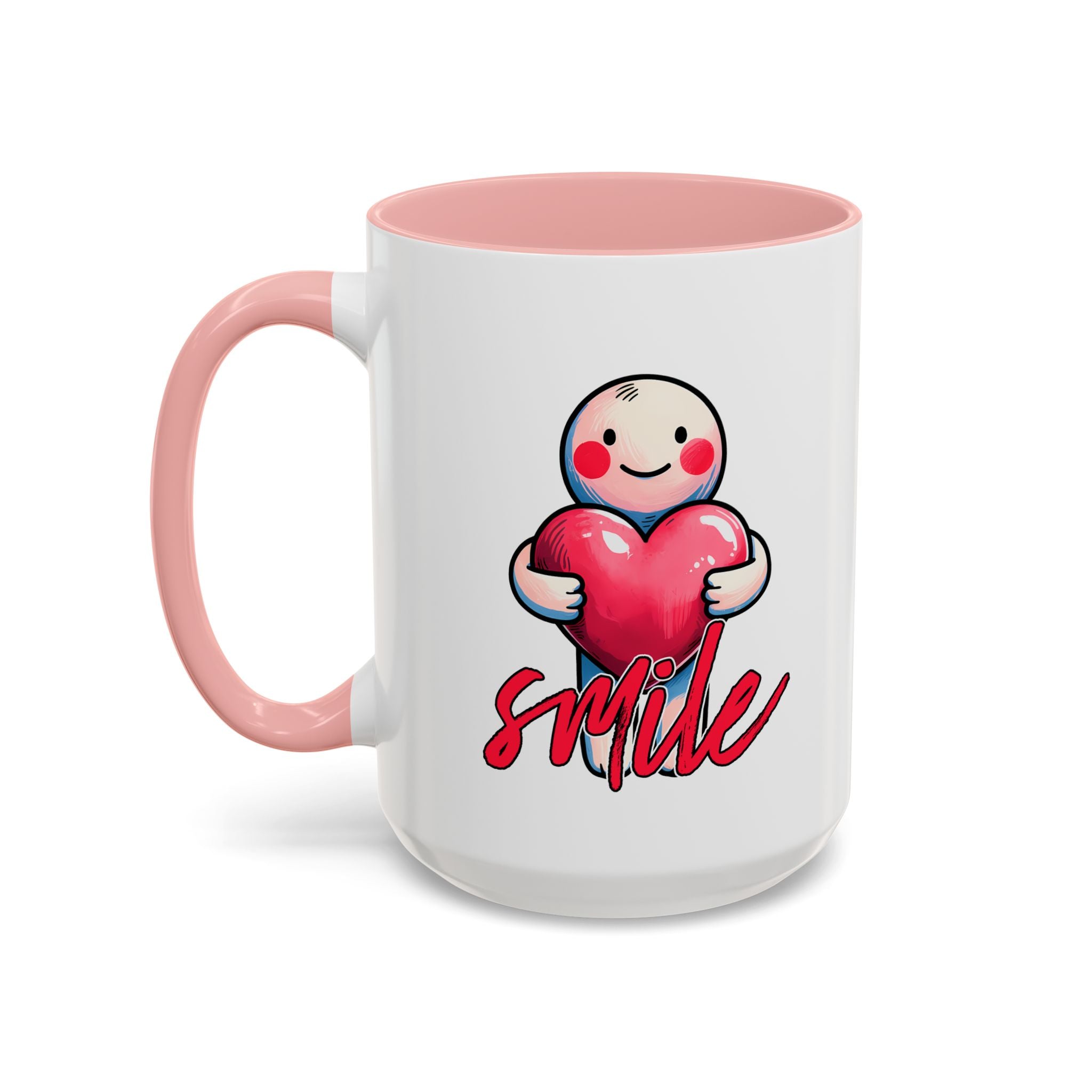 Smiling Heart Accent Coffee Mug - 11oz & 15oz | Cute Gift for Friends & Family