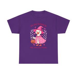 Breast Cancer Awareness Tee, Cute Pink Duck Shirt for October, Unisex Cotton T-Shirt, Awareness Month Apparel, Funny Halloween Outfit