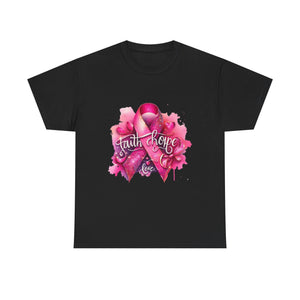 Breast Cancer Awareness Tee, Faith and Hope Message Shirt, Support Shirt, Gift for Survivors, Inspirational T-Shirt