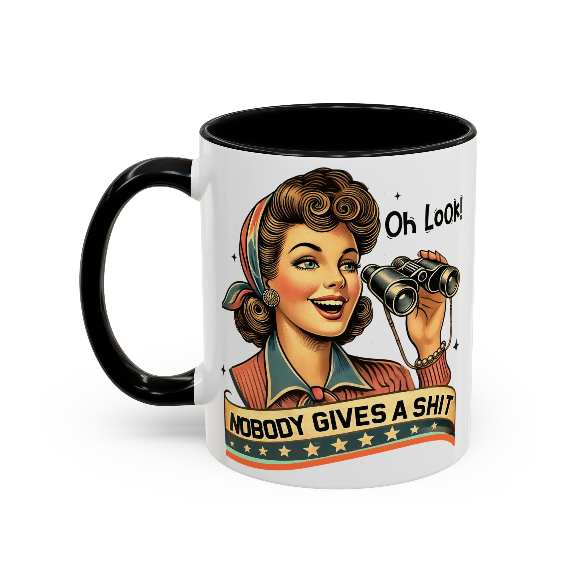 Nobody Gives a Shit Retro Coffee Mug — Funny Vintage Pin-Up Accent Mug (11/15oz)