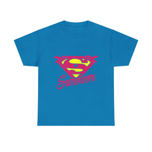 Super Survivor Unisex Heavy Cotton Tee, Support Cancer Awareness Shirt, Inspirational T-Shirt, Gift for Survivors, Motivational Apparel