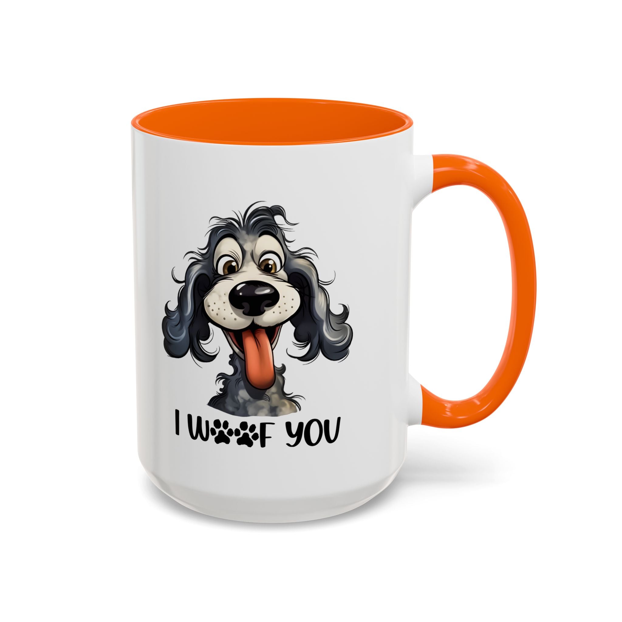 Dog Lover's Accent Coffee Mug - I Woof You, Pet Gift, Animal Lover Cup, Dog Mom Mug, Cute Dog Design, Fun Coffee Cup