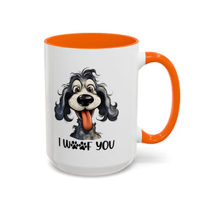 Dog Lover's Accent Coffee Mug - I Woof You, Pet Gift, Animal Lover Cup, Dog Mom Mug, Cute Dog Design, Fun Coffee Cup
