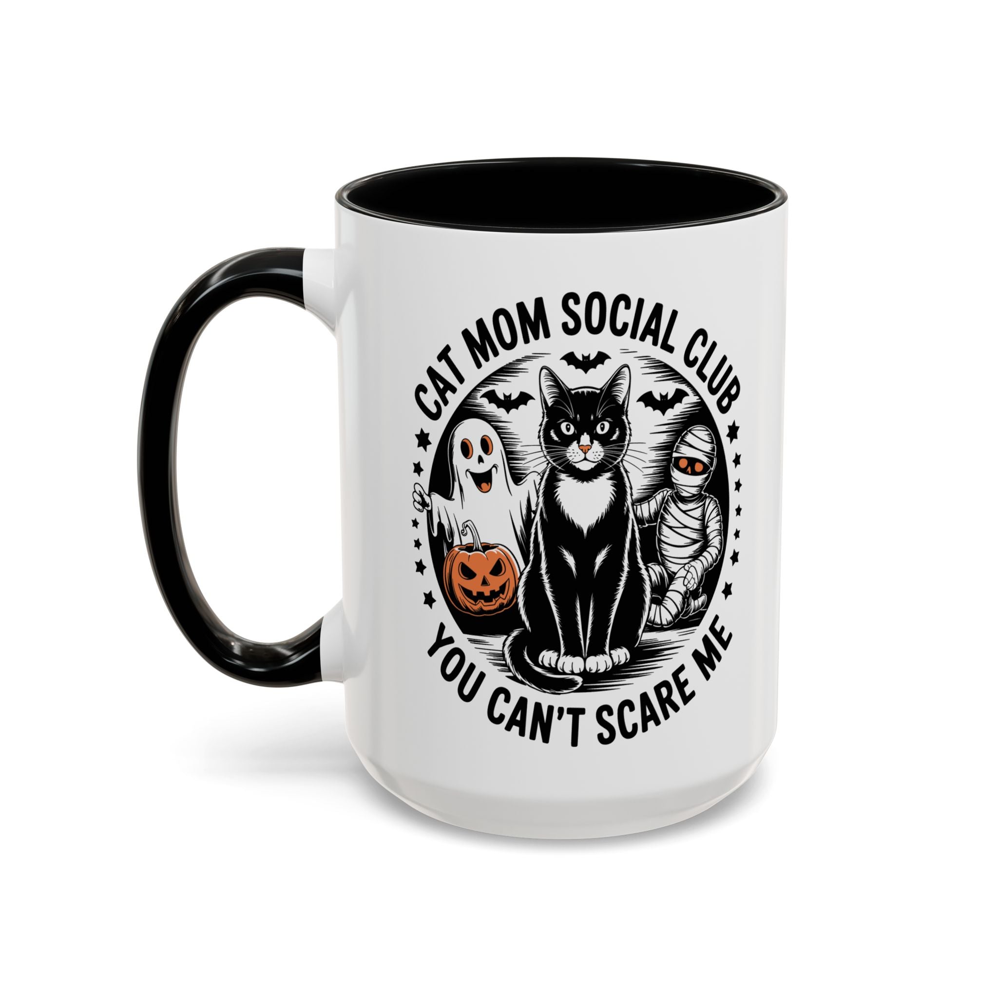 Halloween Cat Mom Coffee Mug - Spooky Social Club Design