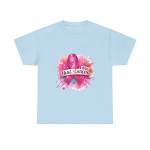 Breast Cancer Awareness Tee, Heal Cancer Cotton Shirt, Unisex Supportive T-Shirt, Gift for Survivor, Pink Ribbon Shirt