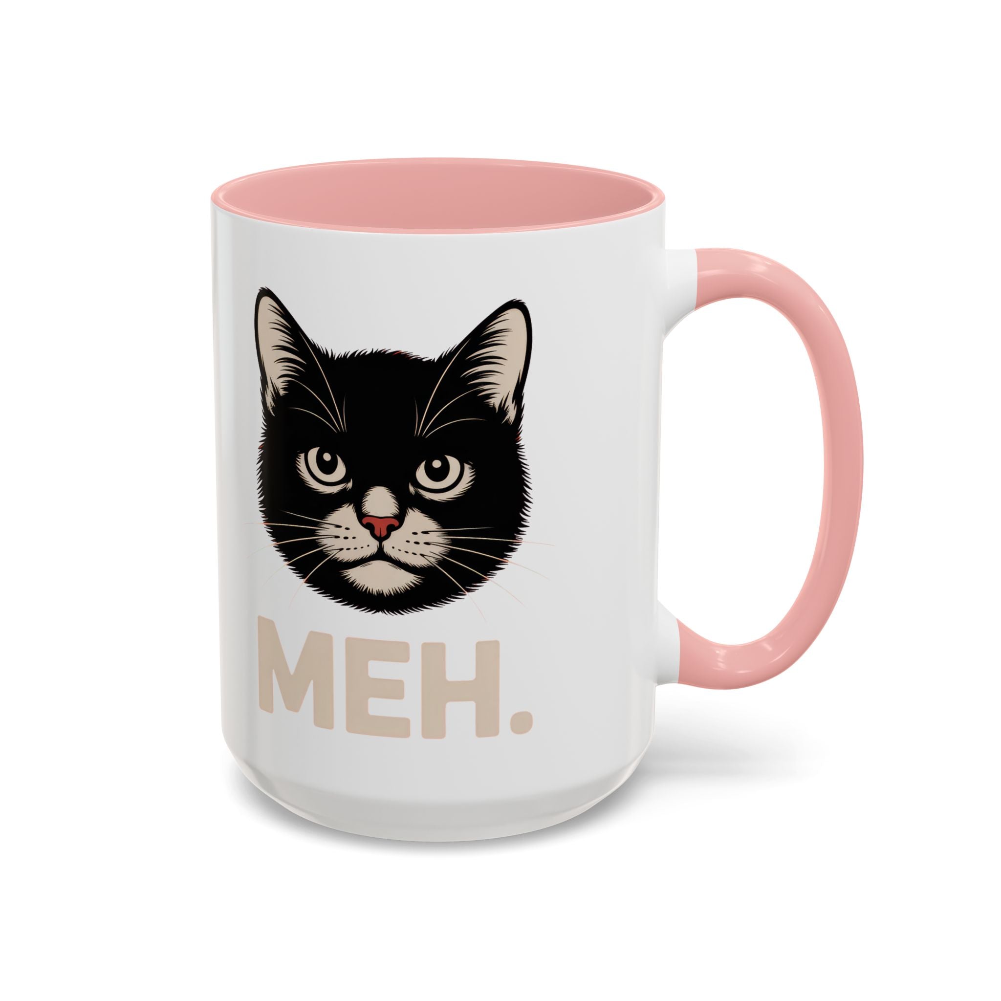 Tuxedo Cat 'MEH.' Accent Coffee Mug — Funny Cat Lover Ceramic Mug
