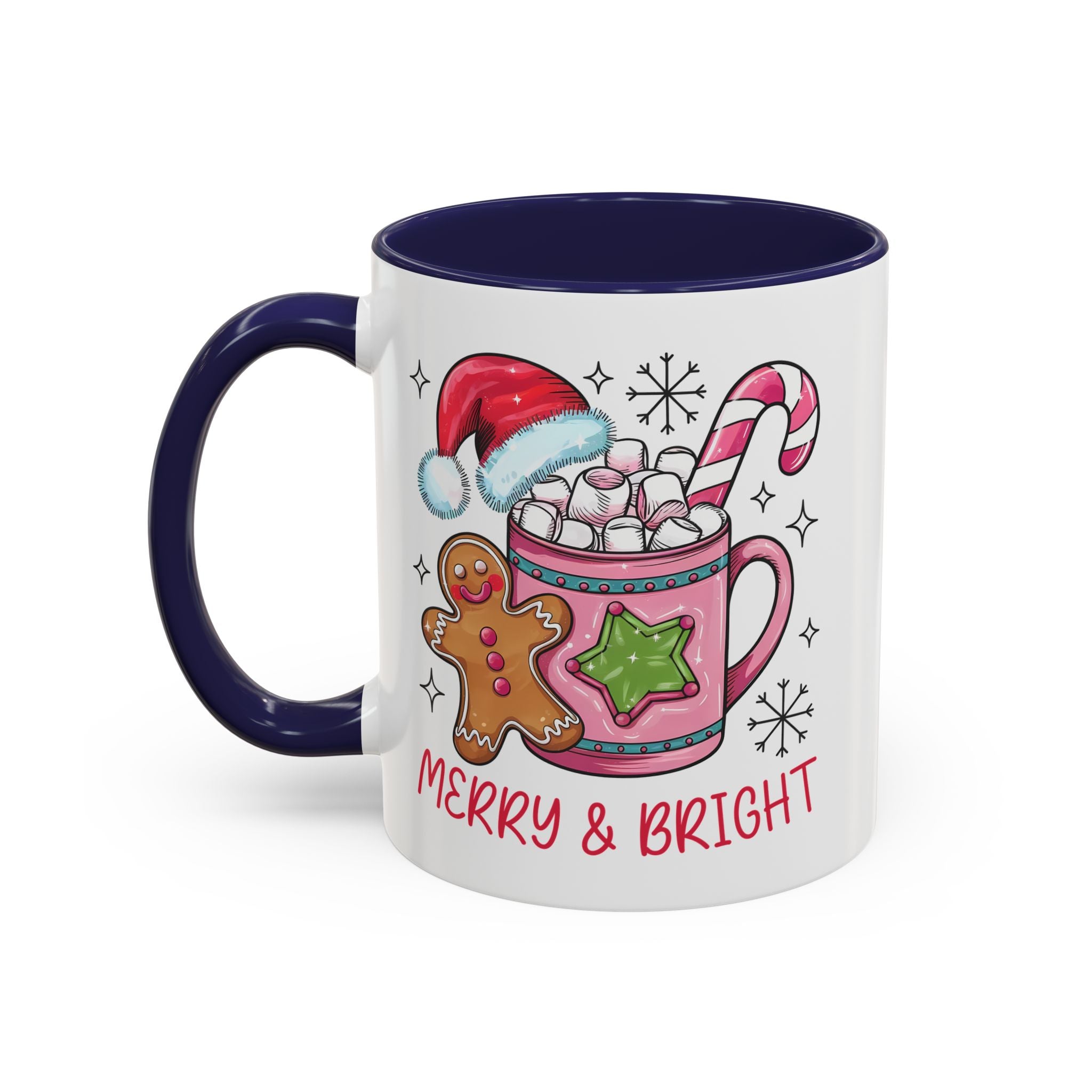 Festive Gingerbread Coffee Mug, Christmas Gift, Holiday Coffee Cup, Merry & Bright Mug, Winter Mug, Hot Chocolate Holder