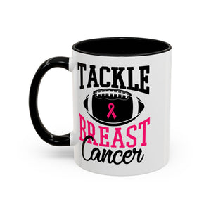 Tackle Breast Cancer Coffee Mug, Supportive Gift for Football Fans, Awareness Mug, Cheer Team Spirit, Fundraiser Drinkware