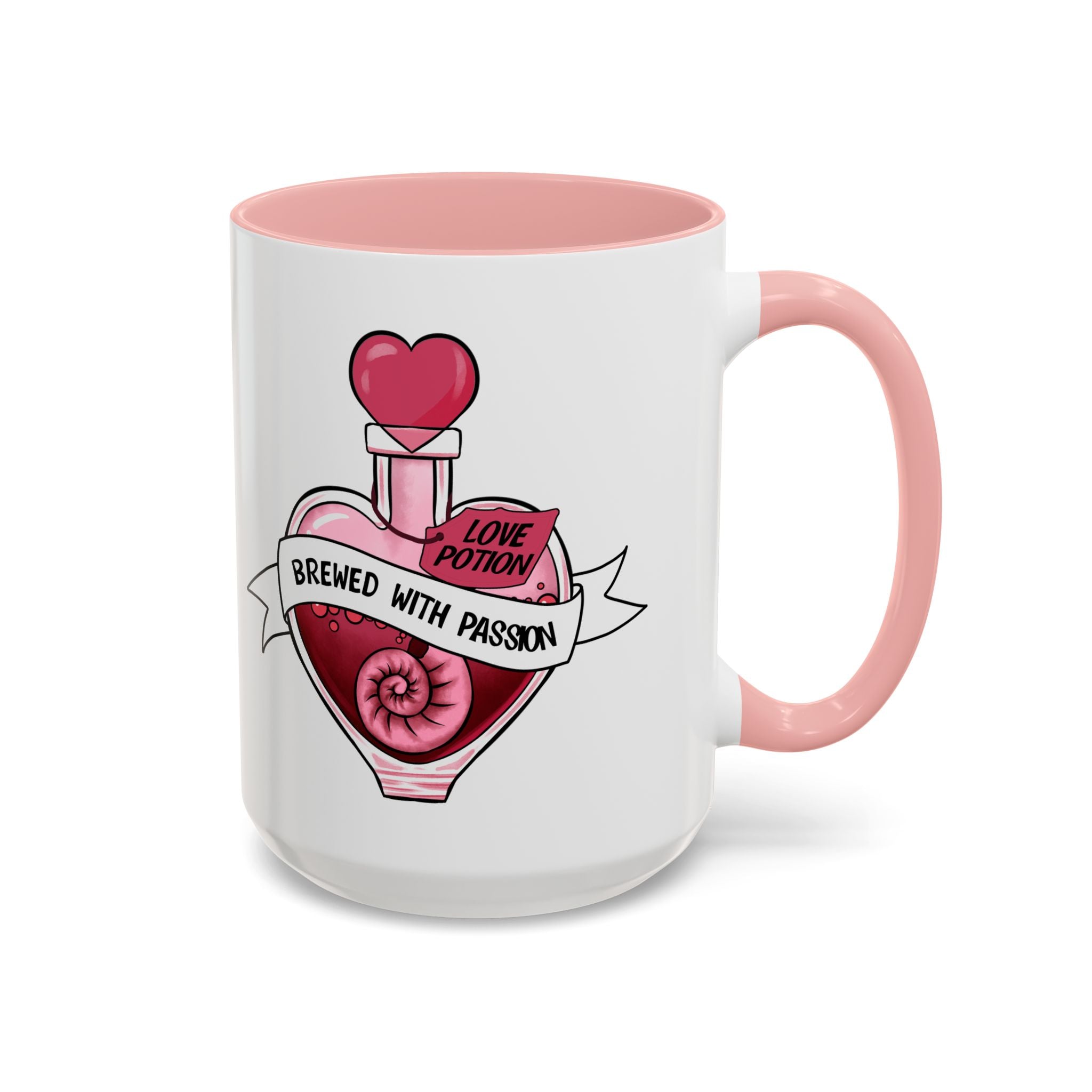 Coffee Mug - 'Brewed With Passion' Love Potion Accent Mug (11/15oz) anti valentine