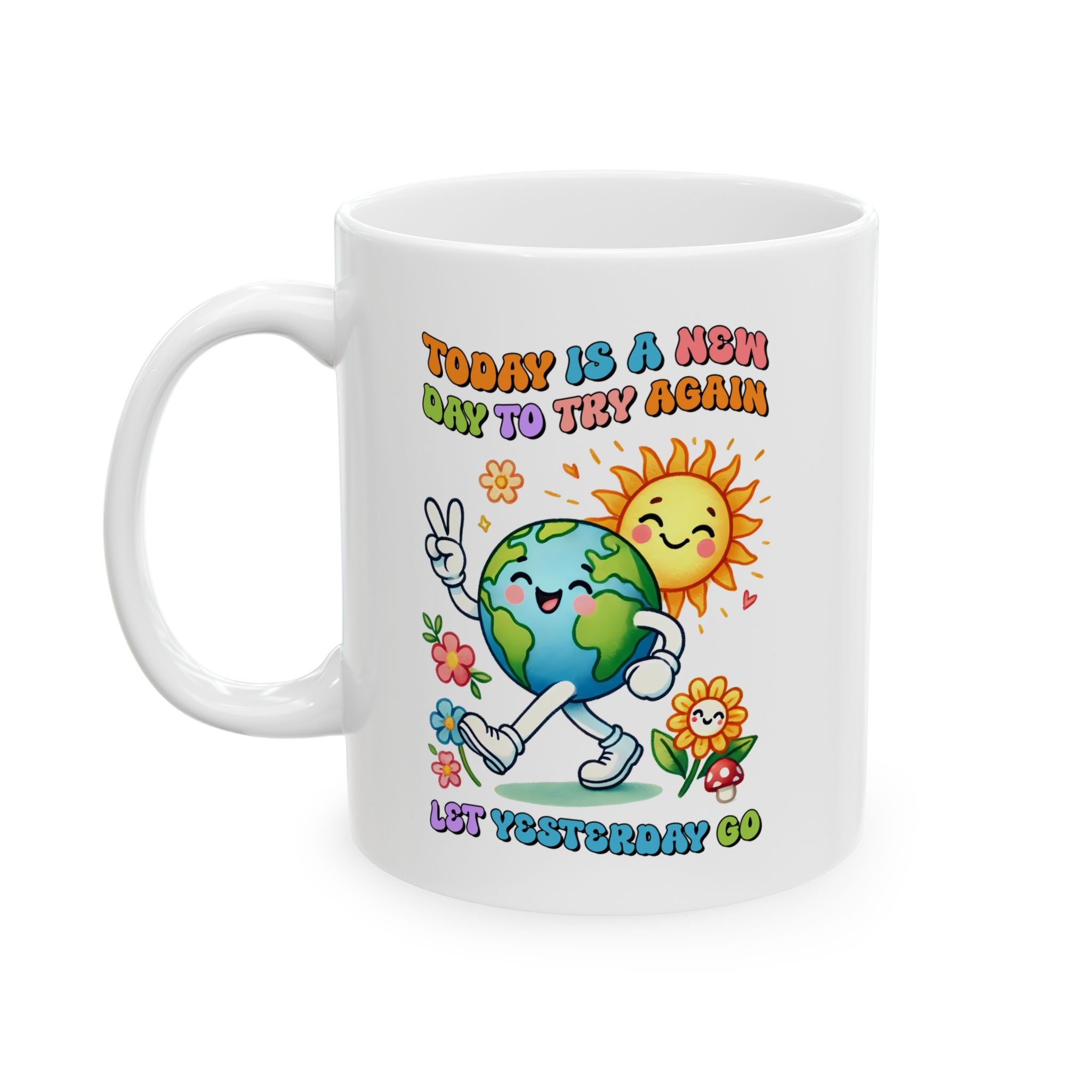 Cheerful Ceramic Mug - Motivational Quote Design, Perfect for Coffee Lovers, Gifts for Friends, Home Office Decor, Inspirational Drinkware