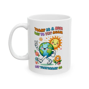 Cheerful Ceramic Mug - Motivational Quote Design, Perfect for Coffee Lovers, Gifts for Friends, Home Office Decor, Inspirational Drinkware
