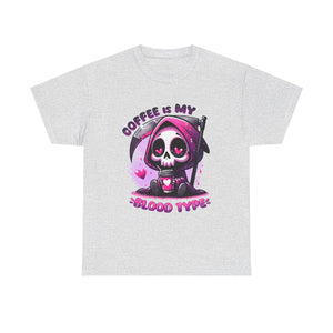 grim reaper coffee is my blood type Unisex Heavy Cotton Tee by the x m world