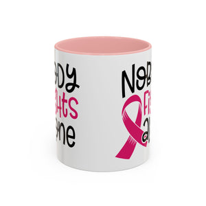 Inspirational Coffee Mug for Support - 'Nobody Fights Alone' | Breast Cancer Awareness Gift, Motivational Mug, Friendship Gift, Self-Care