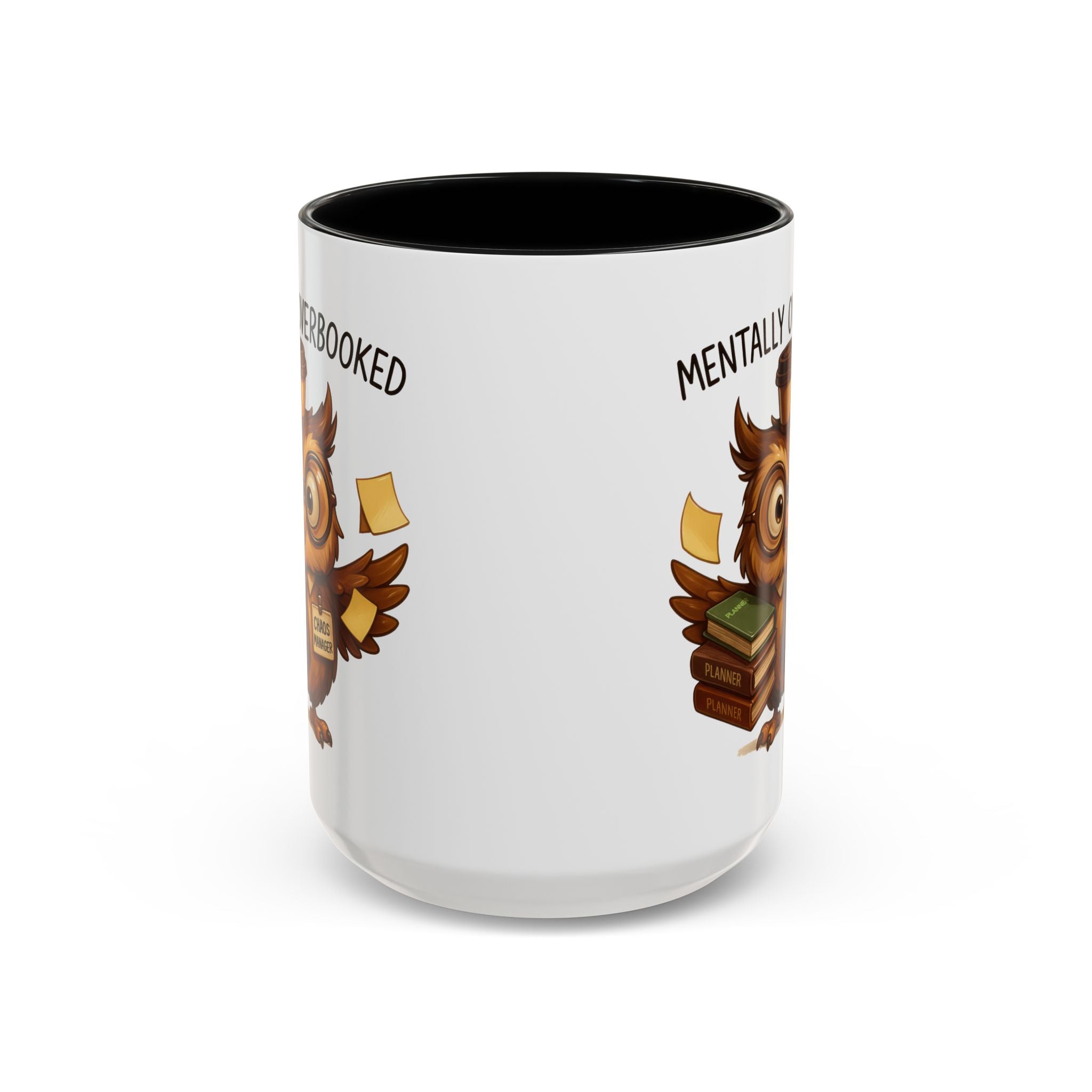 Cute Owl Coffee Mug | Mentally Overbooked Mug | Gifts for Book Lovers, Teacher Gifts, Office Decor, Funny Coffee Cup