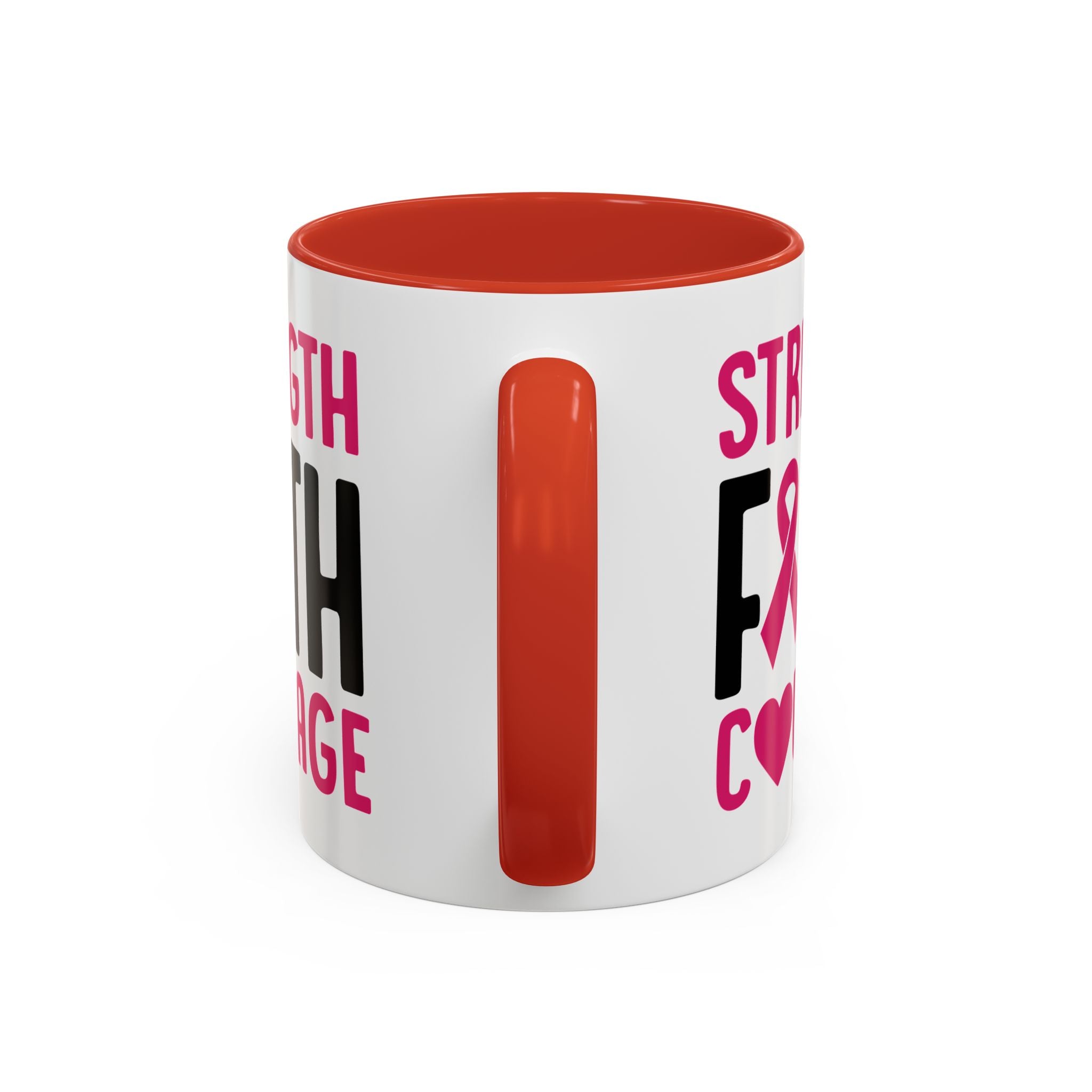 Inspirational Coffee Mug: Strength, Faith, Courage - Gift for Survivors, Awareness Events, Supportive Home Decor, Encouragement