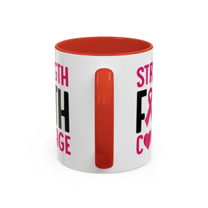Inspirational Coffee Mug: Strength, Faith, Courage - Gift for Survivors, Awareness Events, Supportive Home Decor, Encouragement