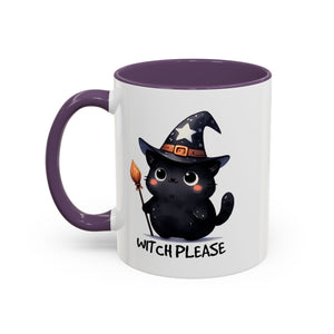 Cute Witch Cat Coffee Mug - Perfect for Halloween, Cat Lover Gift, Witch Please Design, Black Cat Mug, Cozy Drinkware