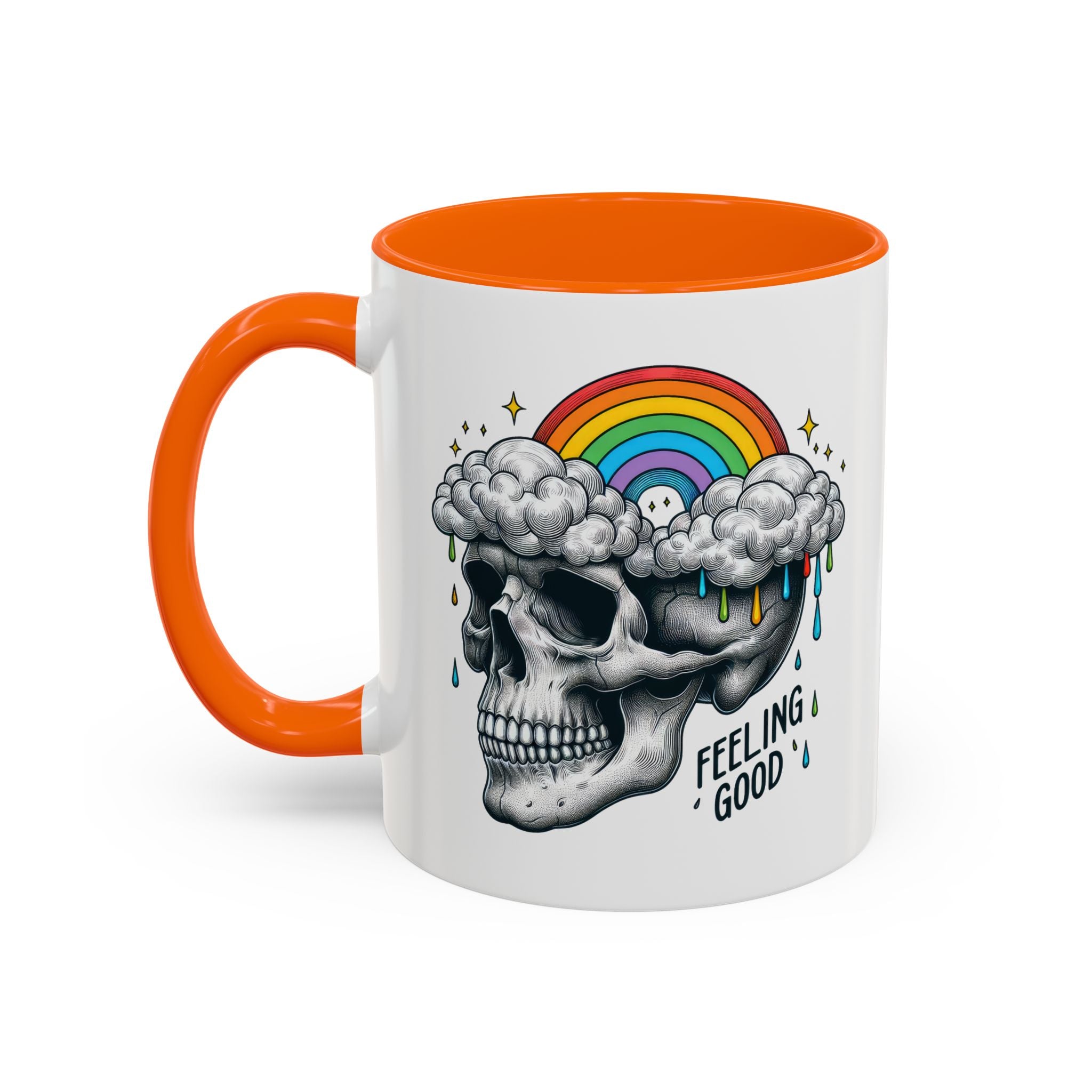 Skull Rainbow Coffee Mug, Unique Gift for Coffee Lovers, Halloween Decor, Daily Motivation Mug, Fun Skull Design