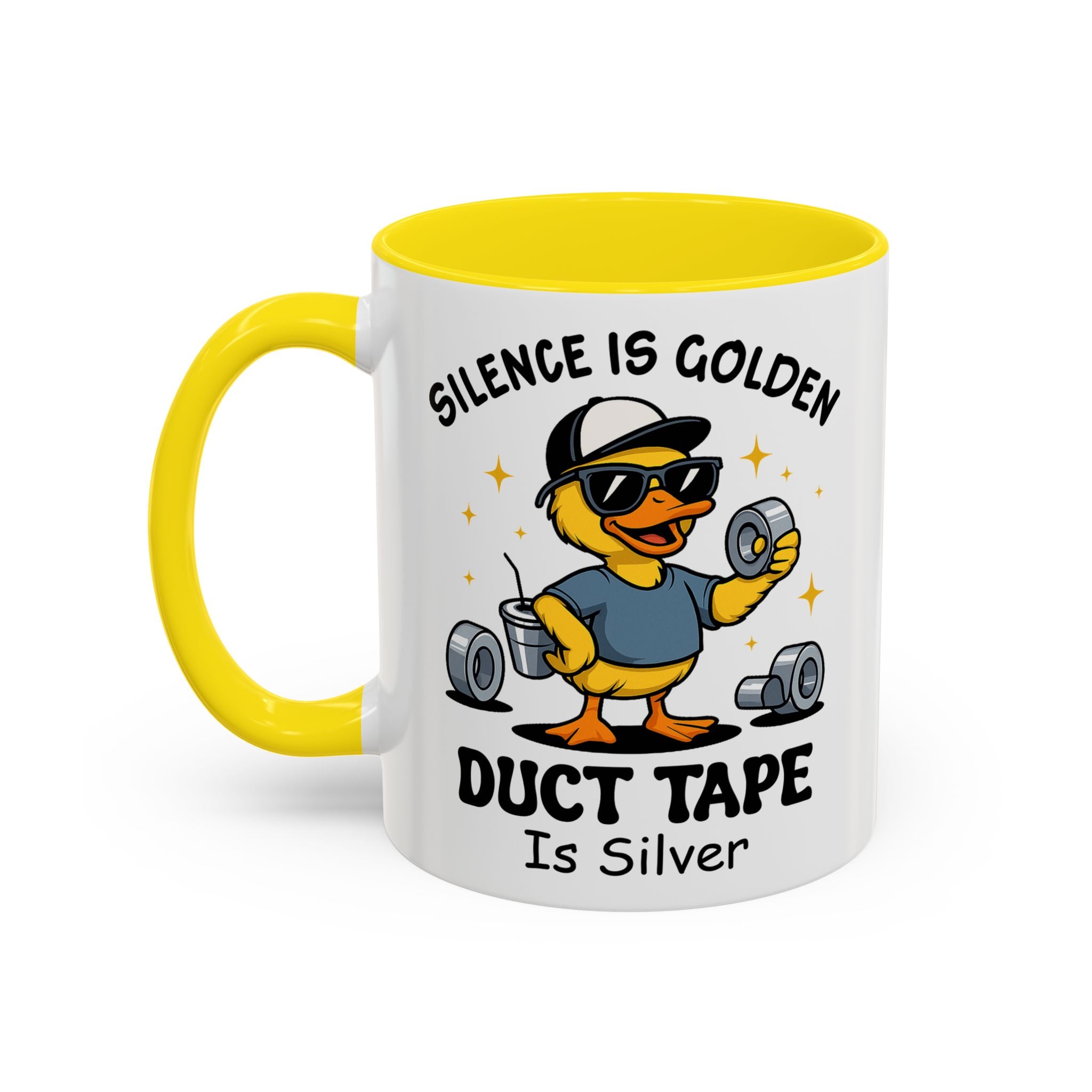 Silence Is Golden Duct Tape Is Silver Mug — Funny Duck Repair Coffee Mug (11/15 oz)