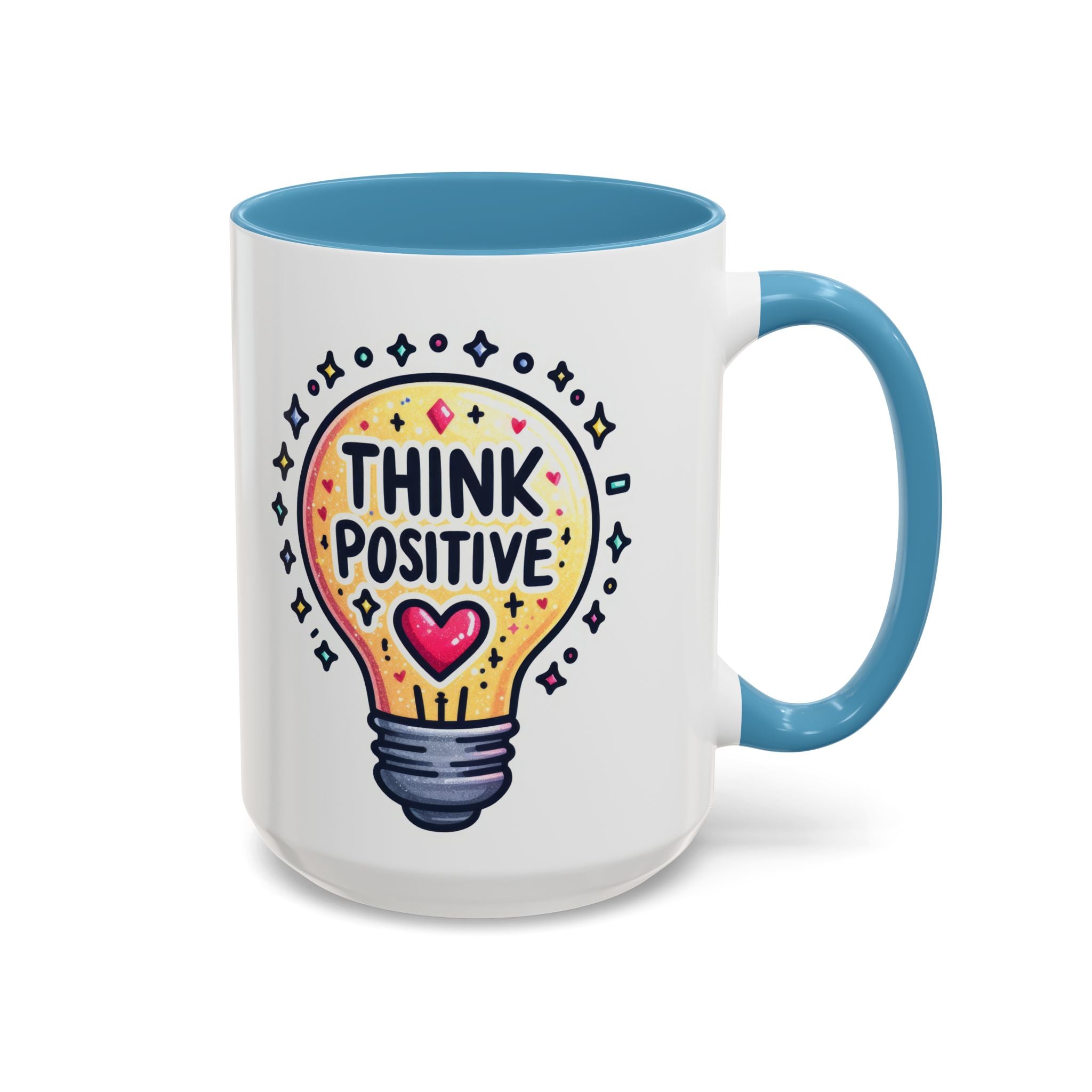 Think Positive Lightbulb Coffee Mug — Motivational Accent Mug (11/15 oz)