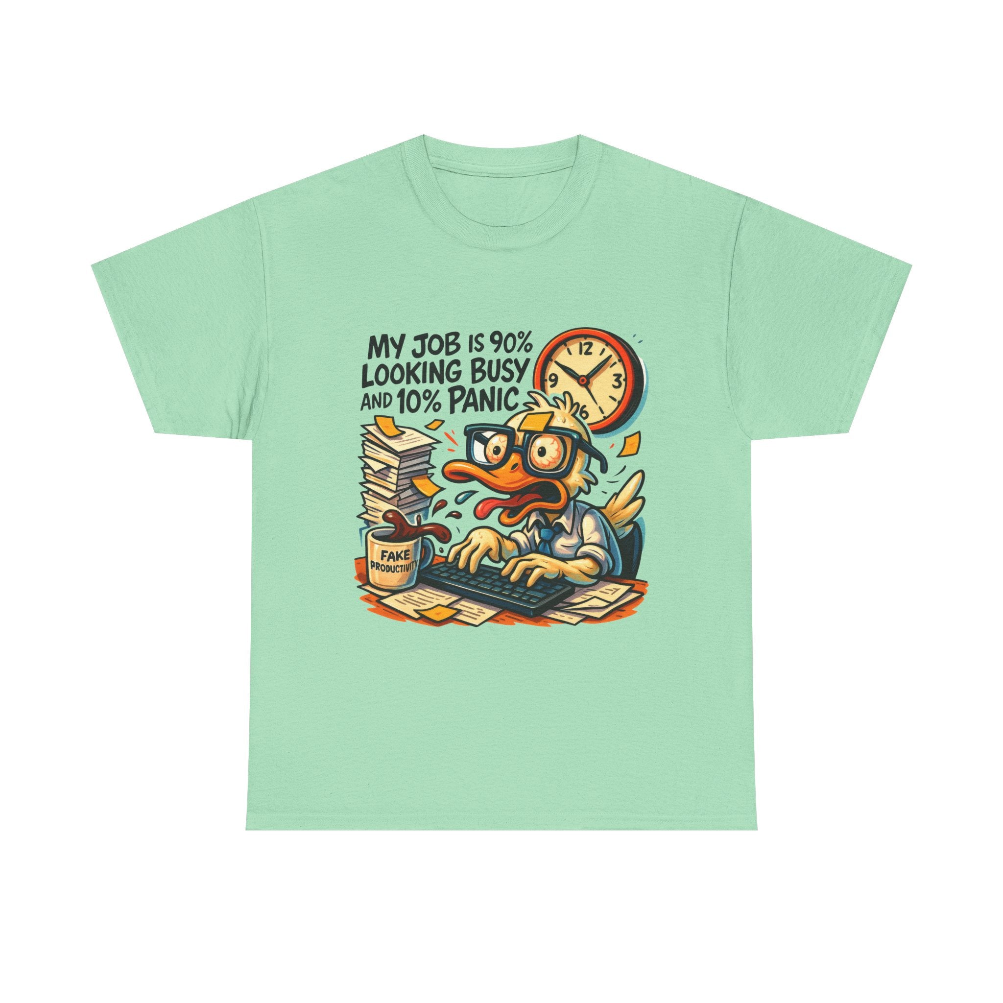 Humorous Work Tee: My Job is 90% Looking Busy, Fun Office Shirt, Gift for Coworkers, Unisex Tee, Casual Wear, Funny Job Humor