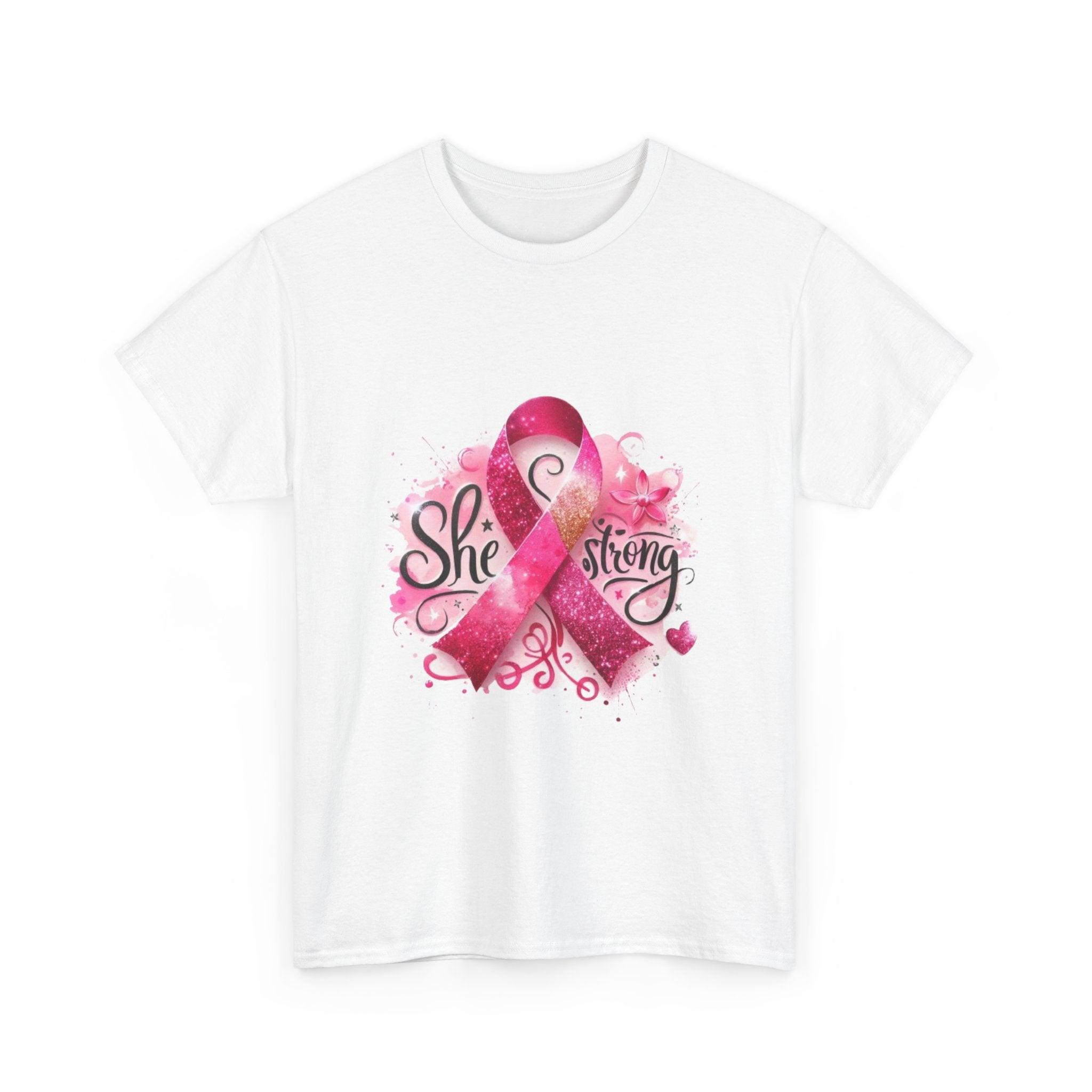 Breast Cancer Awareness Tee - She's Strong, Gift for Survivors, Supportive T-Shirt, Awareness Month, Inspirational Apparel