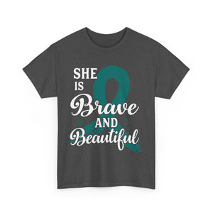 Empowering Brave & Beautiful Tee, Inspirational T-Shirt, Unisex Awareness Shirt, Gift for Support, Cancer Awareness Tee, Confidence T-Shirt