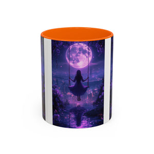 anime Dreamy Moonlit Swing Accent Coffee Mug, Artistic Mug, Celestial Coffee Cup, Fantasy Beverage Holder, Gift for Dreamers