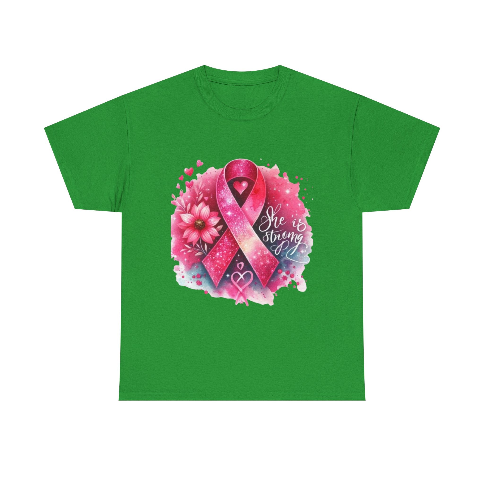 Breast Cancer Awareness Tee - She is Strong, Support Shirt, Gift for Fighters, Awareness Month Apparel, Inspirational T-Shirt