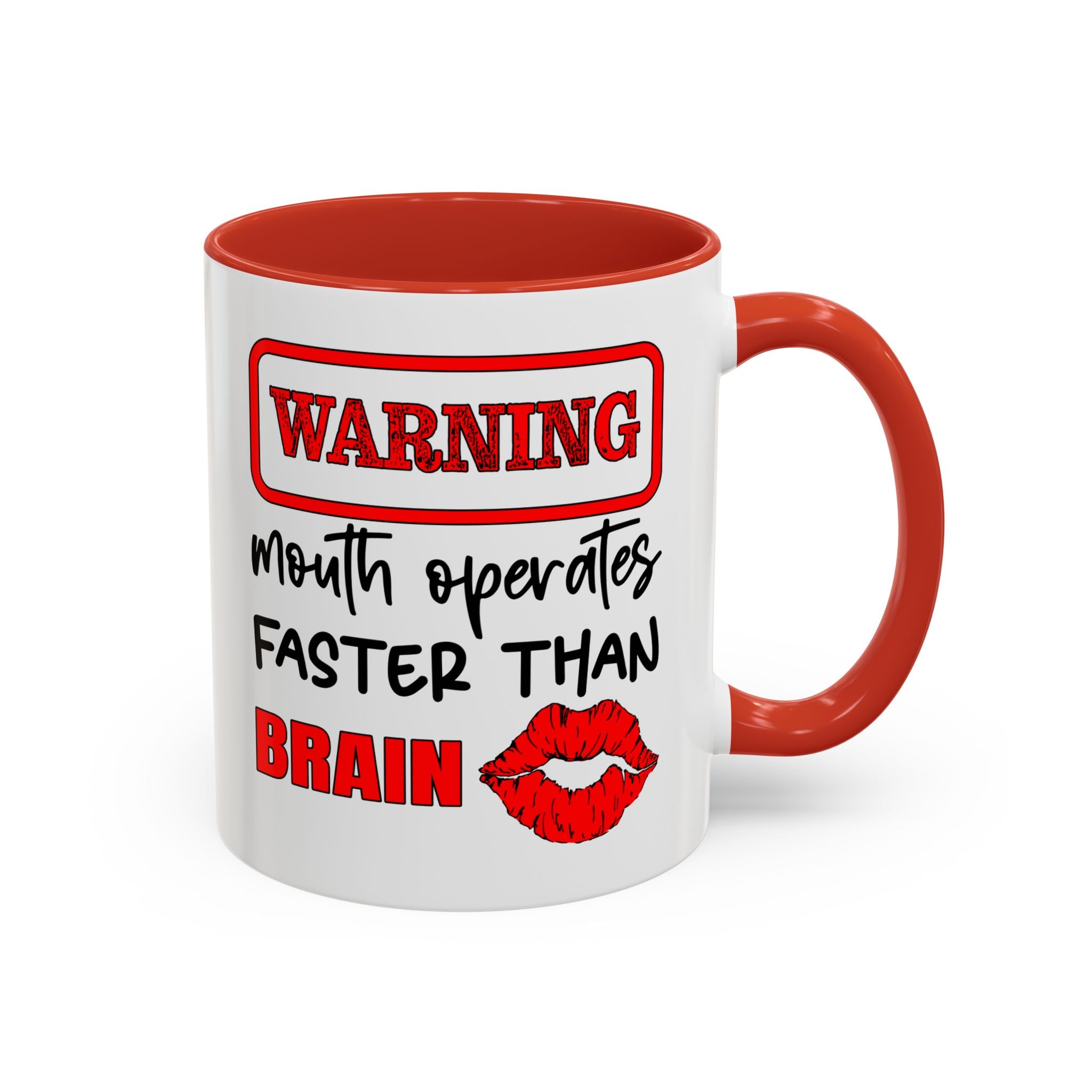 Funny Warning Coffee Mug - 'Mouth Operates Faster Than Brain' - Perfect for Coffee Lovers