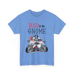 Bad to the Gnome Unisex Heavy Cotton Tee - Fun and Whimsical Biker Shirt