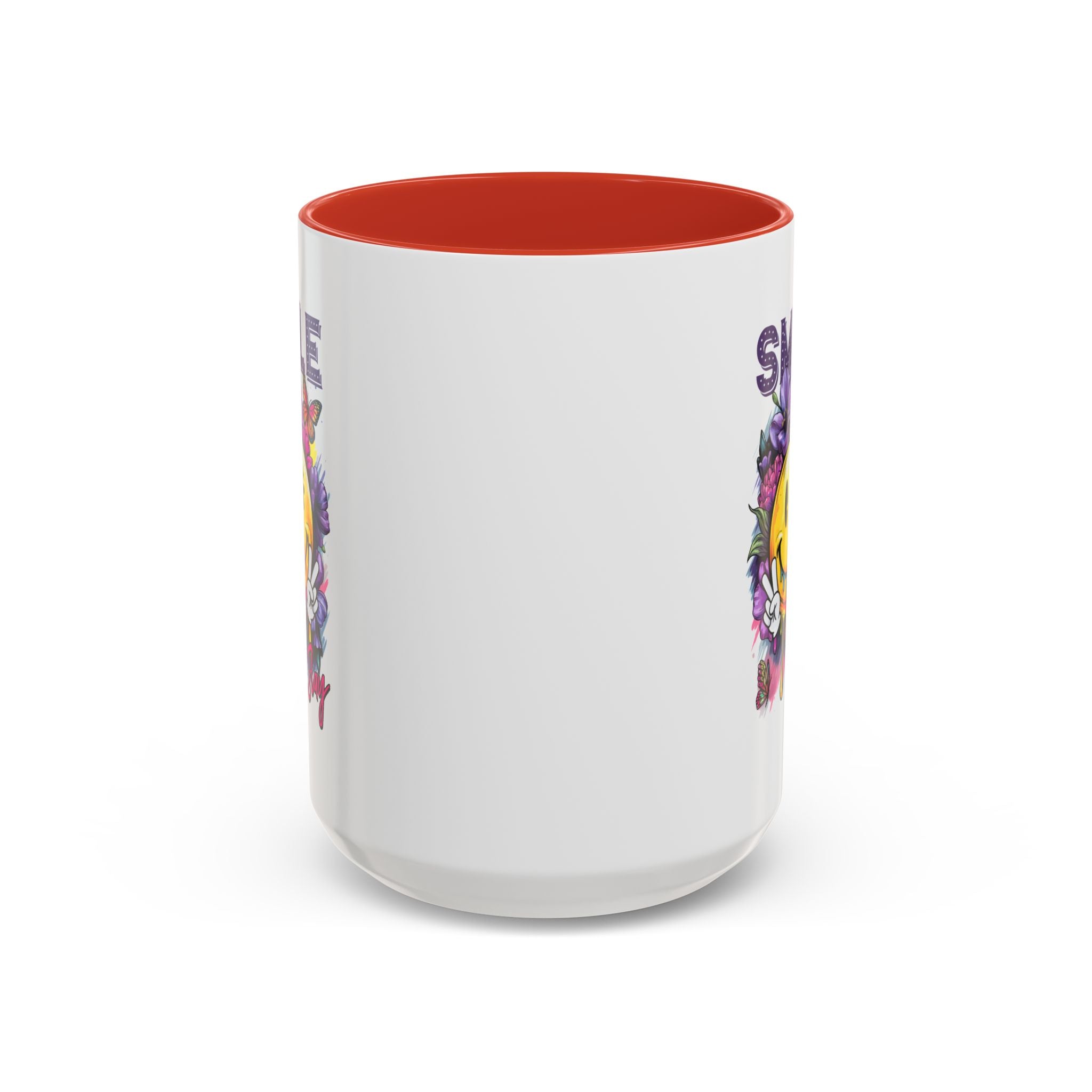 Smile Stay Accent Coffee Mug - Vibrant Floral Design for Positive Vibes