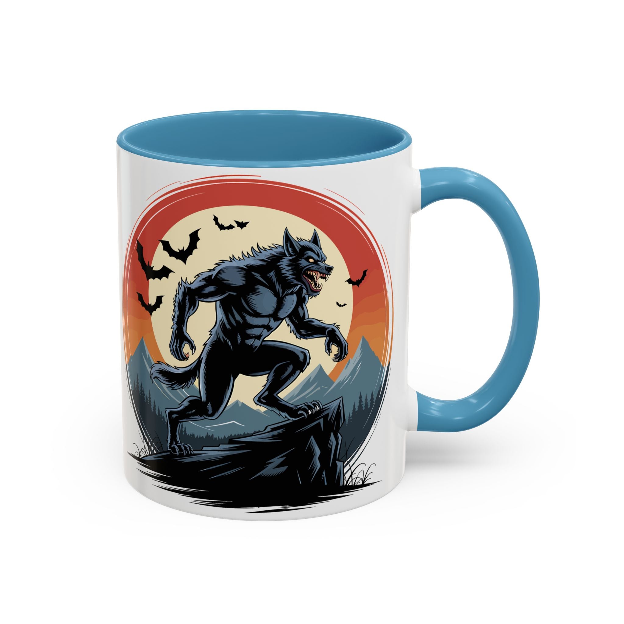 Werewolf Sunset Coffee Mug — Halloween Creature Ceramic Accent Mug (11/15oz) fantasy horror art