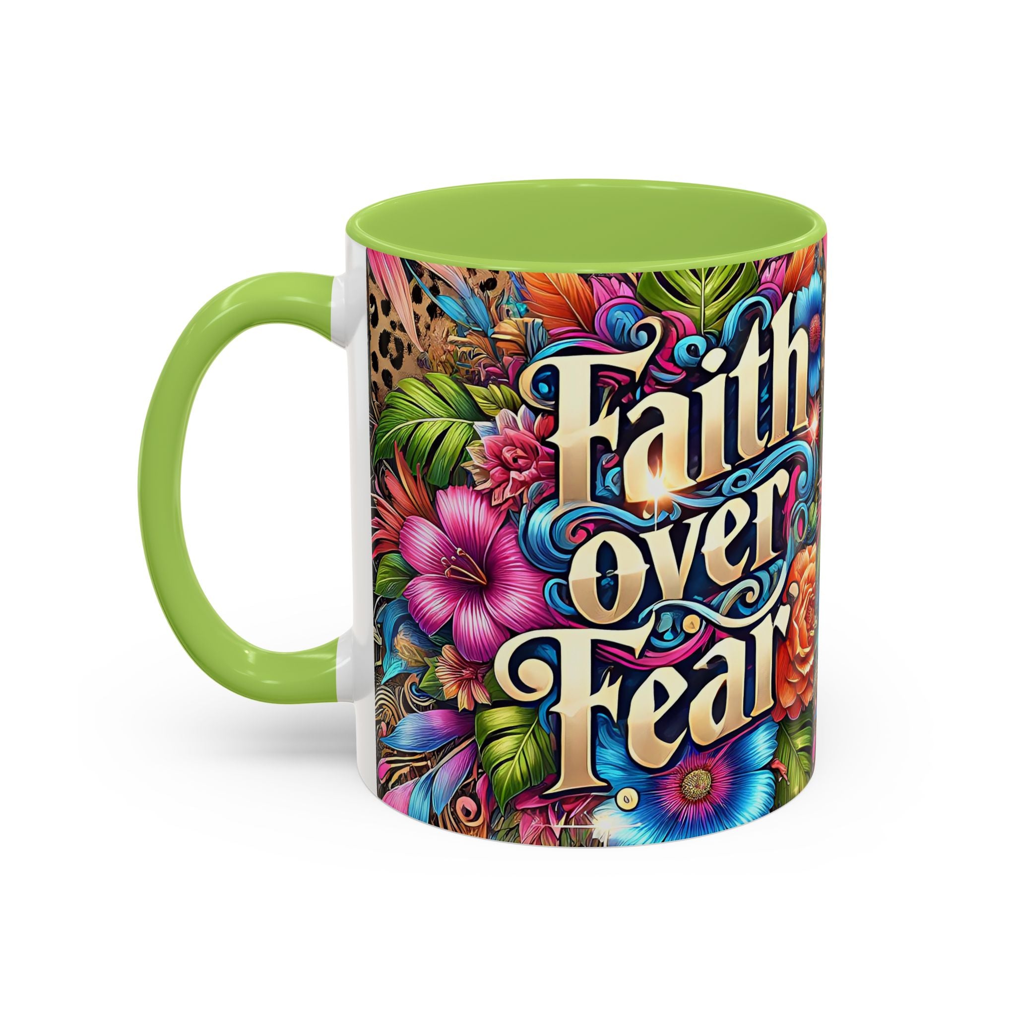 Faith Over Fear Floral Coffee Mug positive mental health