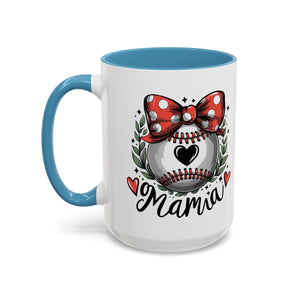 Mama's Accent Coffee Mug | Baseball & Heart Design | Gift for Mom, Mother's Day, Birthday, Coffee Lovers, Baseball Fans