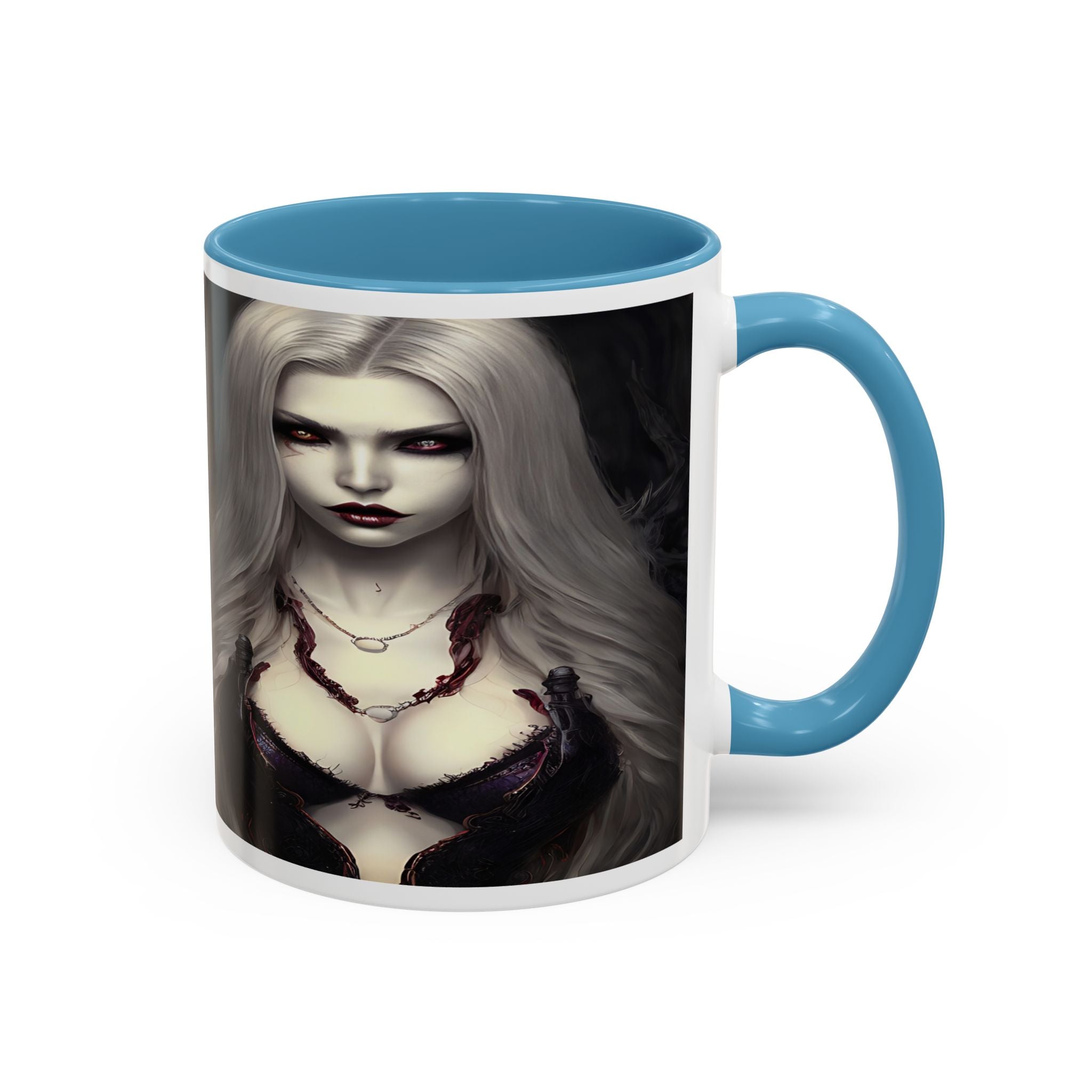 sexy busty woman vampire Gothic Fantasy Coffee Mug - 11oz & 15oz horror art