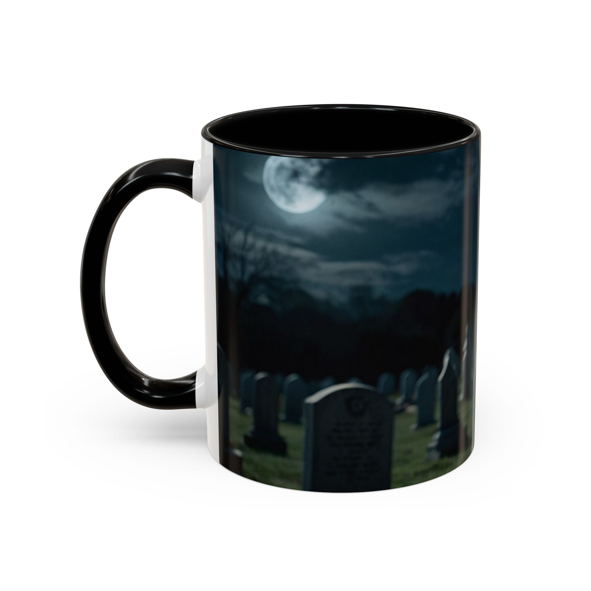 werewolf Howling Wolf Accent Coffee Mug – Gothic Cemetery Night Design (11/15oz) fantasy horror