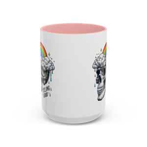 Skull Rainbow Coffee Mug, Unique Gift for Coffee Lovers, Halloween Decor, Daily Motivation Mug, Fun Skull Design