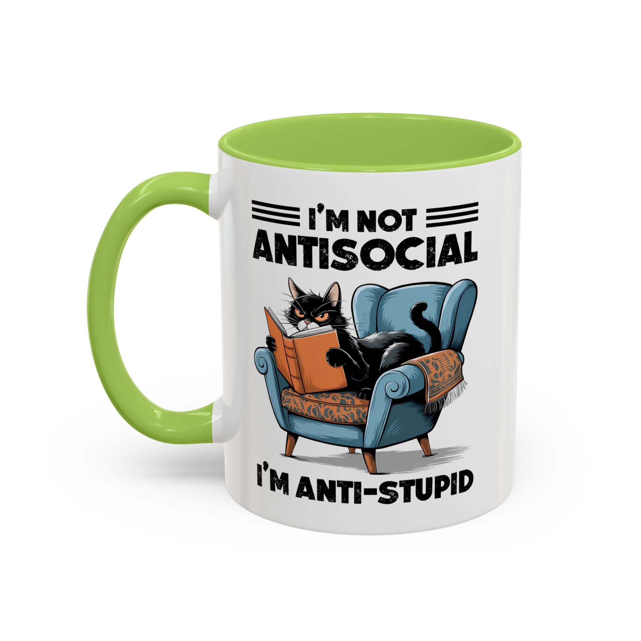 I'm not Antisocial Cat Coffee Mug  I'm anti stupid - Funny sarcasm
