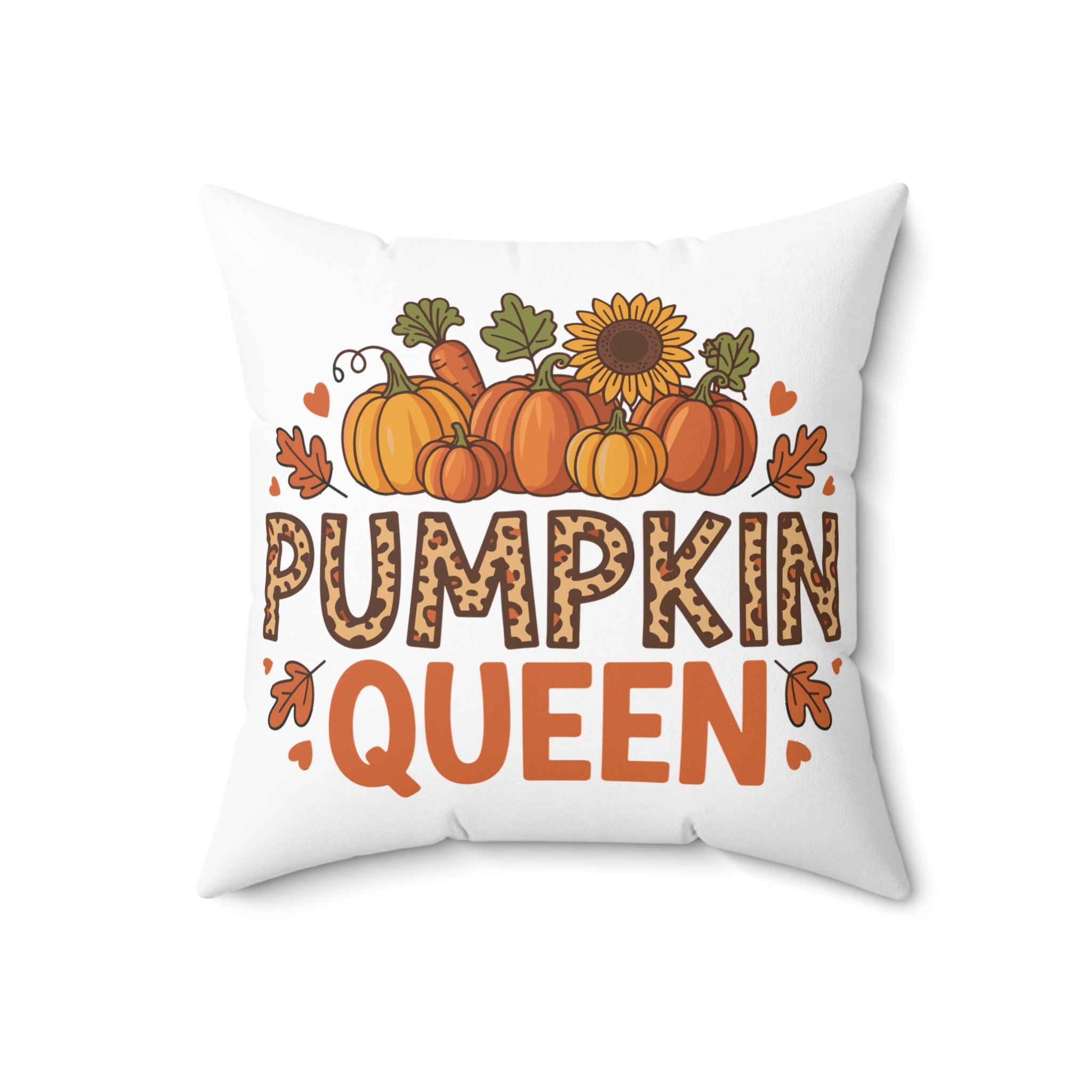 Pumpkin Queen Square Pillow, Fall Decor, Autumn Cushion, Harvest Home Decor, Thanksgiving Gift, Seasonal Accent Pillow