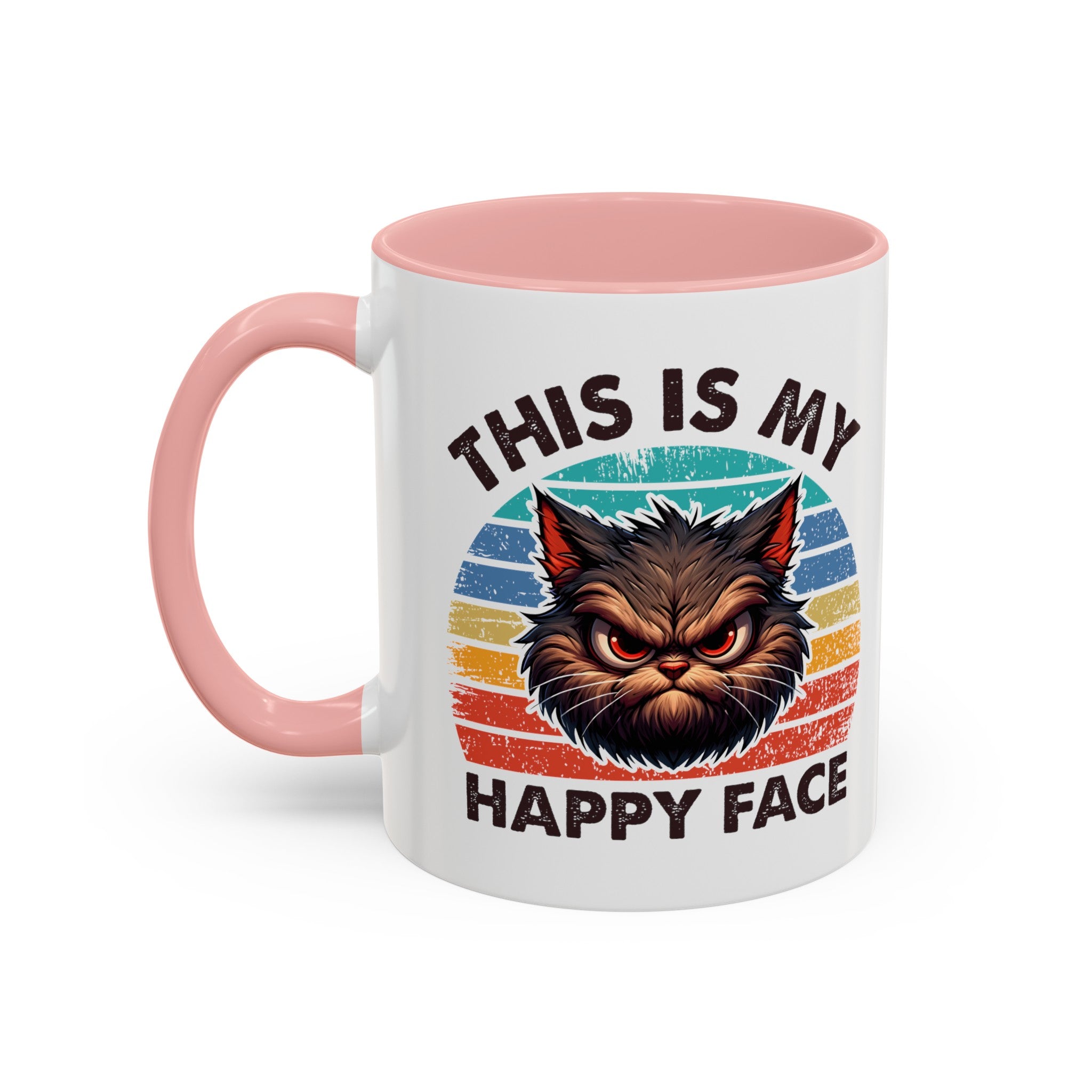 grumpy cat this is my happy face Accent Coffee Mug (11, 15oz) by the x m world