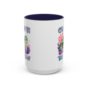 Ocean-Inspired Accent Coffee Mug - 'Go With The Flow' Design turtle