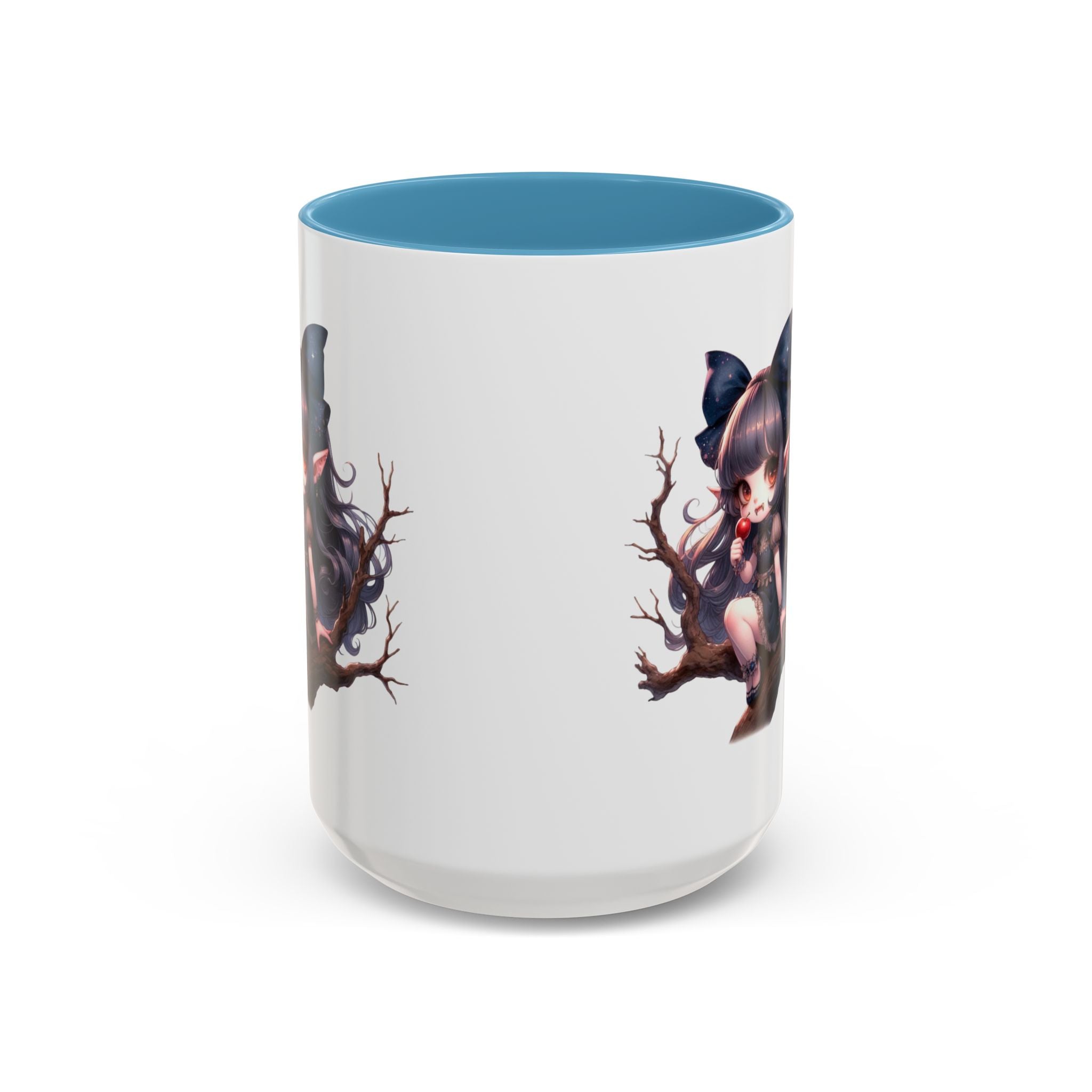gothic vampire girl in tree horror art Accent Coffee Mug (11, 15oz) png16