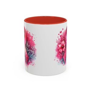 Breast Cancer Awareness Coffee Mug - Inspirational Gift, Motivational Drinkware, Supportive Cup, Pink Ribbon Design, She Is Strong