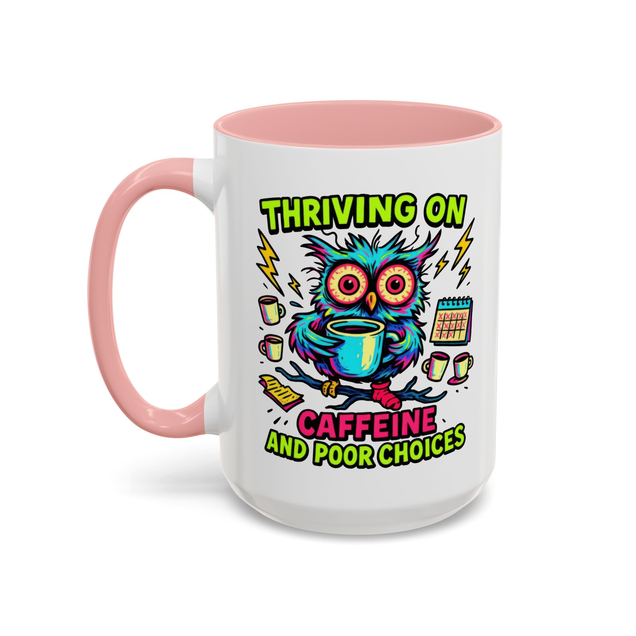 Thriving on Caffeine Mug | Funny Owl Coffee Cup | Gift for Coffee Lovers | Cute Kitchen Decor | Birthday, Holiday Gift