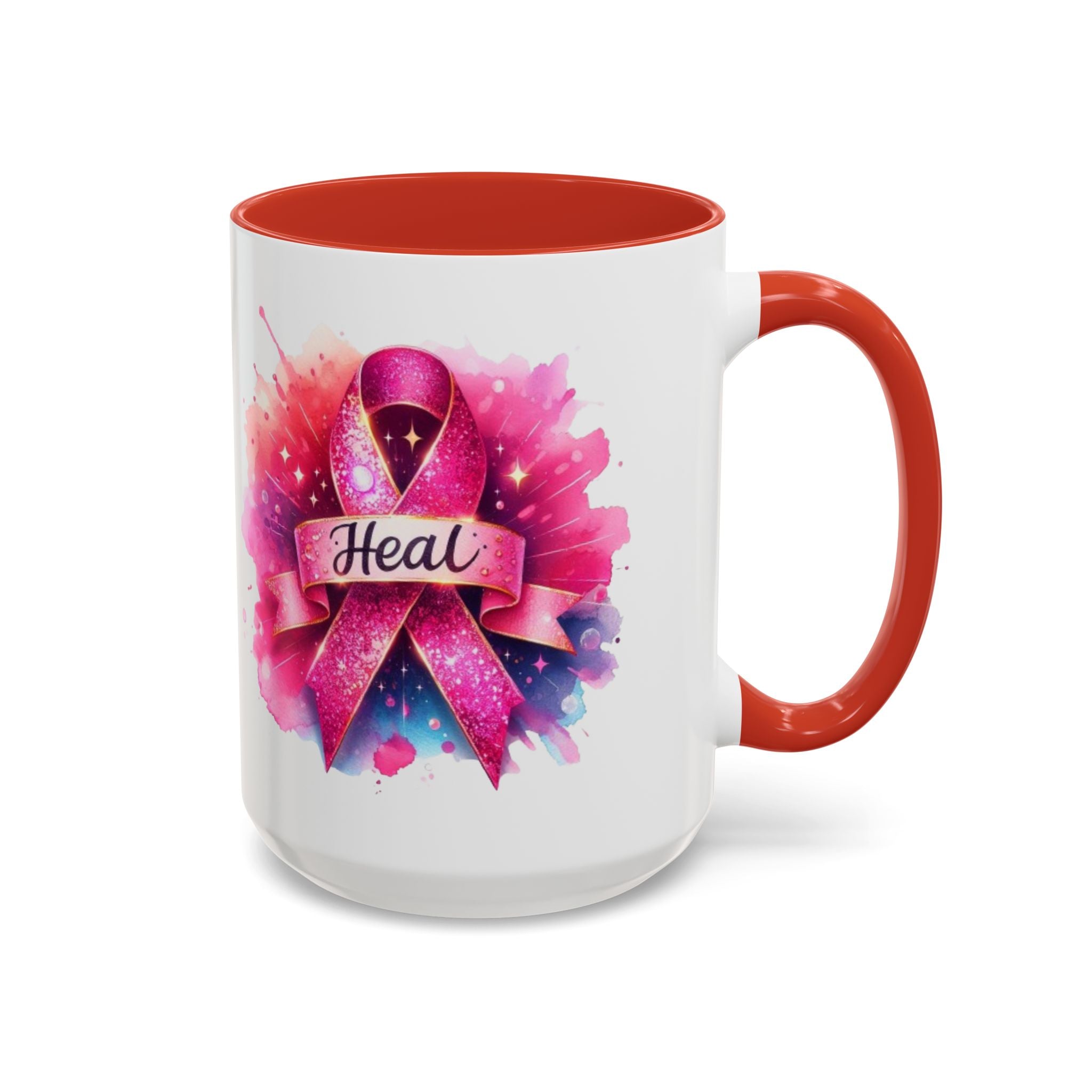 cancer awareness Inspirational Coffee Mug, Healing Ribbon Mug, Gift for Cancer Survivors, Motivational Drinkware, Support
