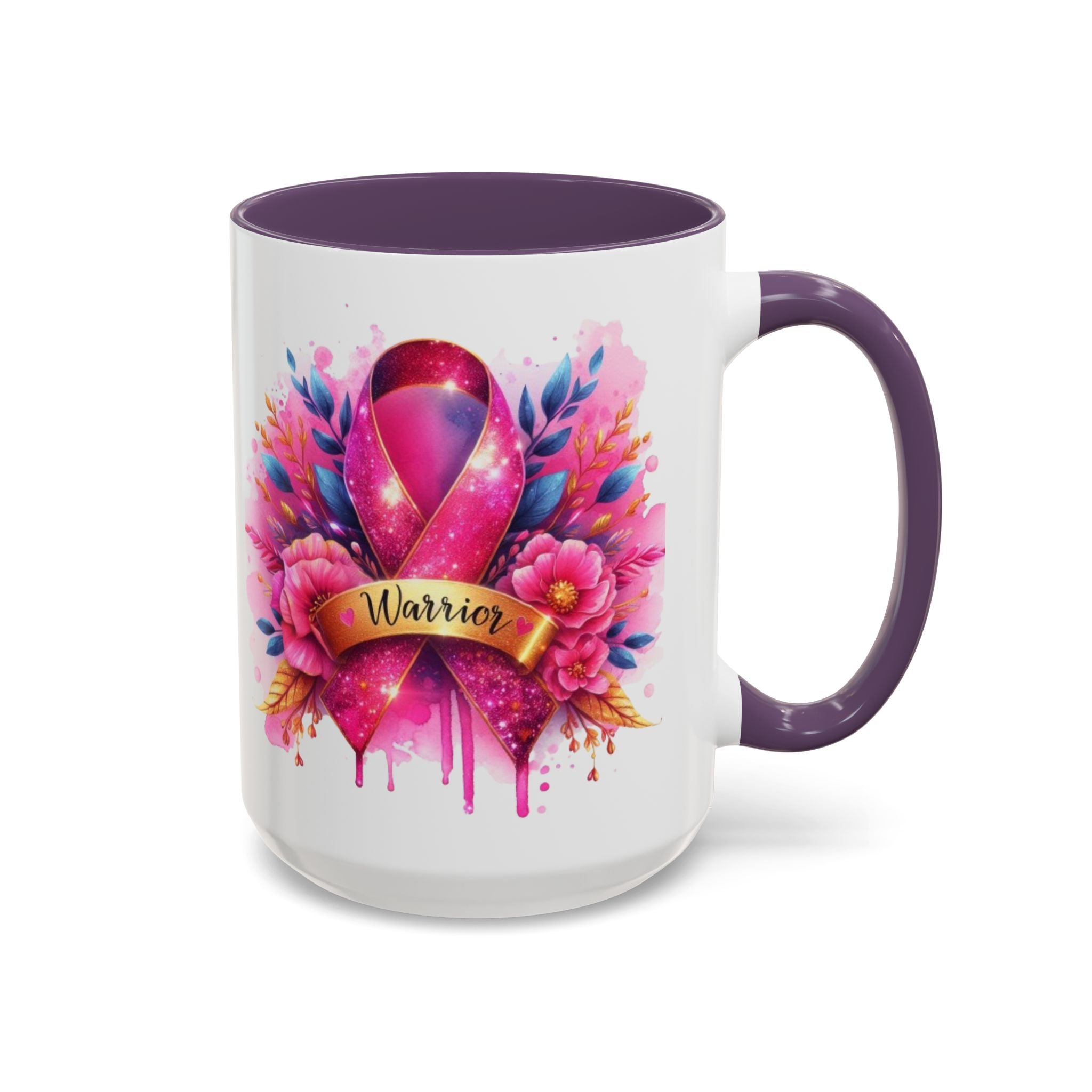 Inspirational Warrior Coffee Mug - Floral Design, Encouragement Gift, Cancer Awareness, Motivational Cup, Supportive Drinkware