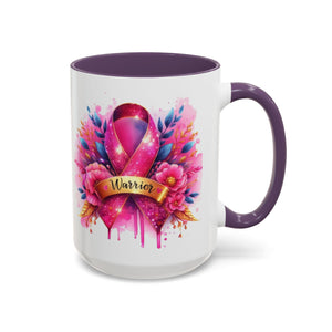 Inspirational Warrior Coffee Mug - Floral Design, Encouragement Gift, Cancer Awareness, Motivational Cup, Supportive Drinkware