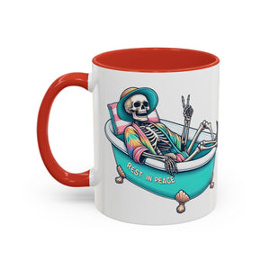 Rest in Peace Skeleton Coffee Mug - Fun Halloween Gift, Unique Home Decor, Hilarious Office Cup, Quirky Birthday Present, Spooky
