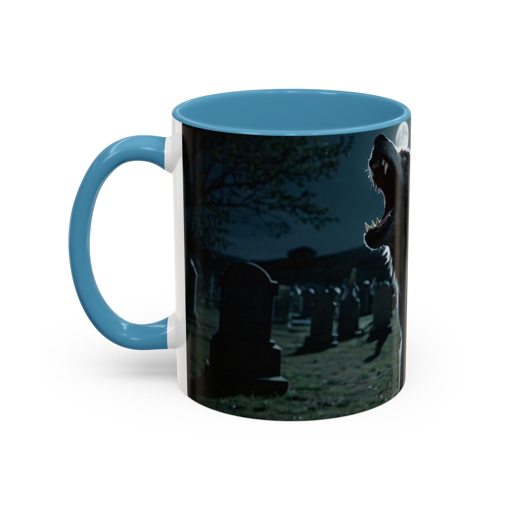 halloween werewolf in graveyard Howling Wolf Accent Coffee Mug - 11 & 15oz